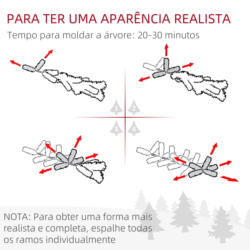 HOMCOM Árvore de Natal Artificial Nevada Altura 120 cm com 328 Ramos e Suporte Metálico Verde