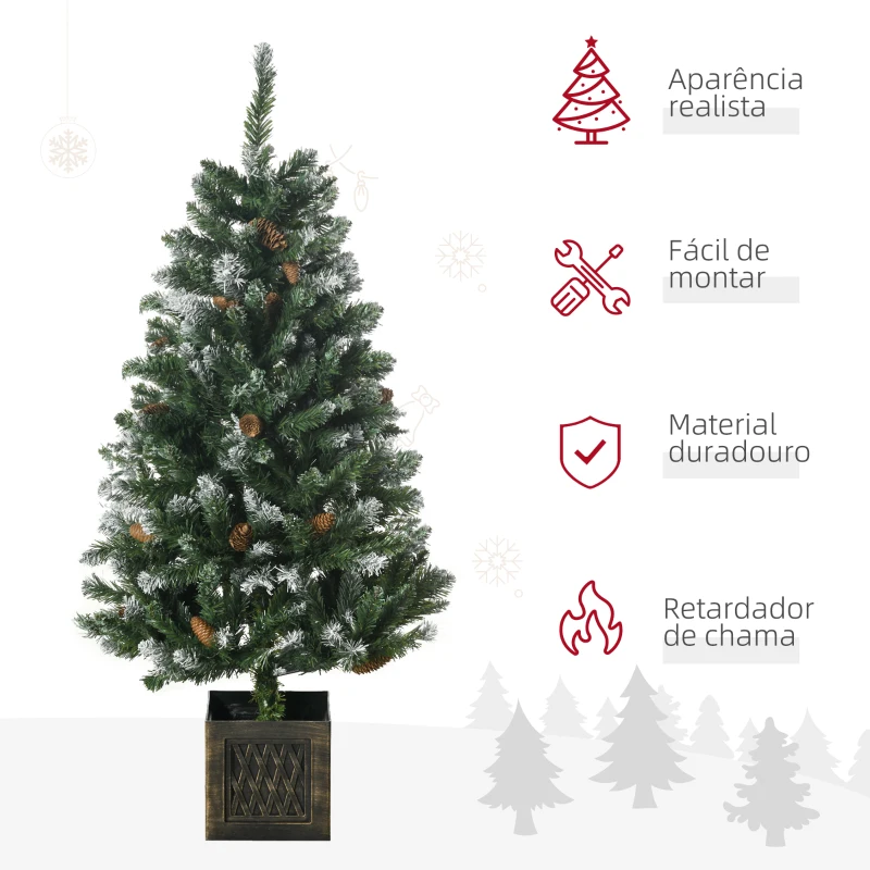 HOMCOM Árvore de Natal Artificial Nevada Altura 120 cm com 328 Ramos e Suporte Metálico Verde