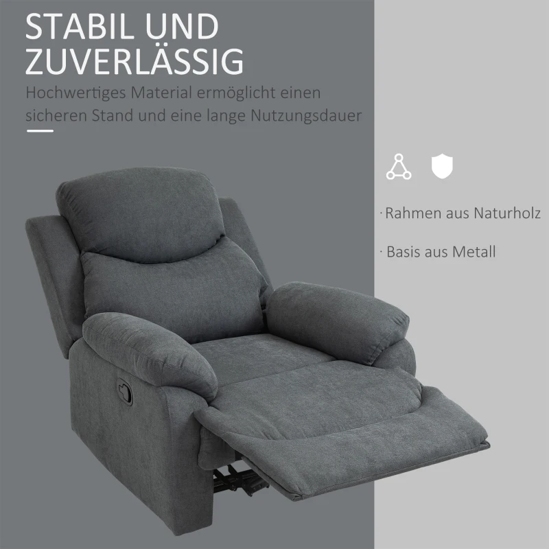HOMCOM Relaxstoel, ligstoel, 150° kantelbaar, Donkergrijs(m-7)