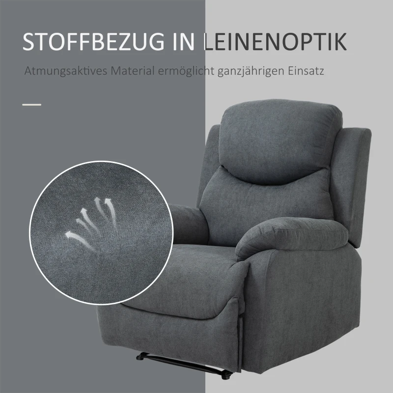 HOMCOM Relaxstoel, ligstoel, 150° kantelbaar, Donkergrijs(m-5)