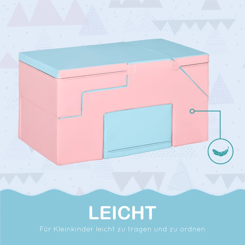 HOMCOM opvouwbaar bad met antislip pads steunstangen 2 kinderbad met afneembare hoes voor tieners ruim PP kunststof TPE blauw + wit 114 x 60,4 x 53 cm