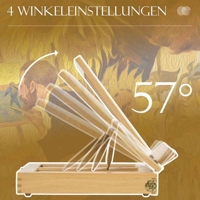 Vinsetto Tafel schildersezel, kleine schildersezel, 1 lade, 3 vakken, massief hout, natuurlijk