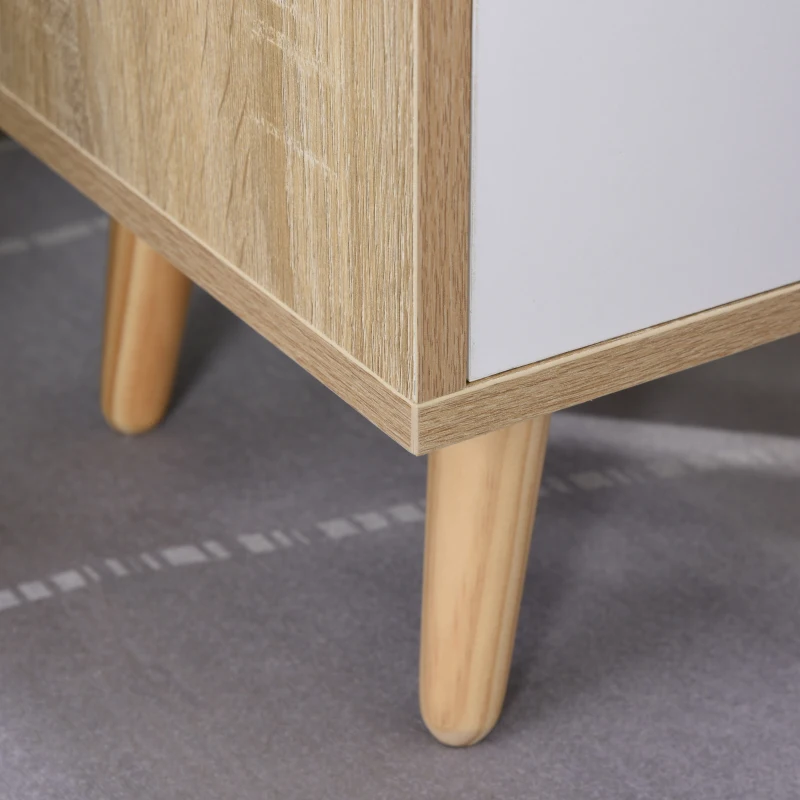 HOMCOM Nachttisch mit Schublade und Regal, Erhöhter Nachtschrank, Schlafzimmer Nachtkommode, Massivholz 37 x 30 x 48 cm