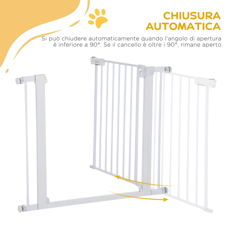 PawHut Cancelletto di Sicurezza per Cani, Fissaggio a Pressione Larghezza Regolabile 75-96cm