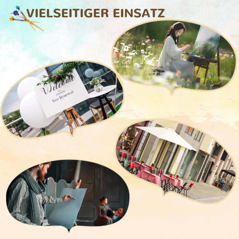 Vinsetto Houten schildersezel, natuurlijk beukenhout, in hoogte verstelbaar, inklapbaar.