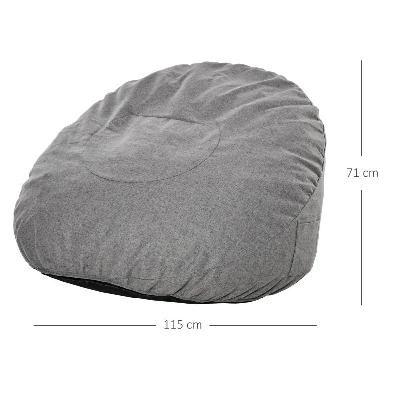 HOMCOM Poduszka siedziska beanbag wyściełana poliester pianka ciemnoszara