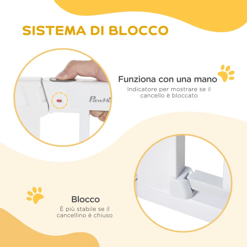 PawHut Cancelletto di Sicurezza per Cani, Fissaggio a Pressione Larghezza Regolabile 75-96cm