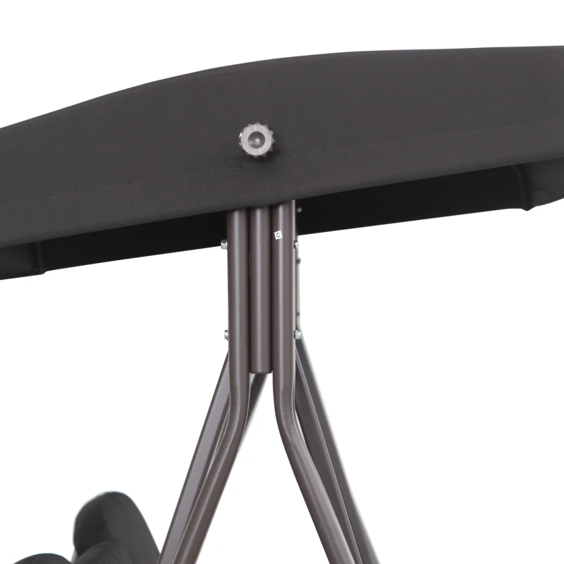 Outsunny Balancelle de Jardin 3 Places Grand Confort Toit Inclinaison réglable Coussins Plateaux rétractables Polyester filé Noir