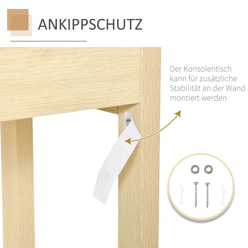 HOMCOM Konsolentisch Beistelltisch Rattan-Design mit 2 Schubladen Sideboard Eingang MDF Spanplatte 100 x 30 x 76 cm