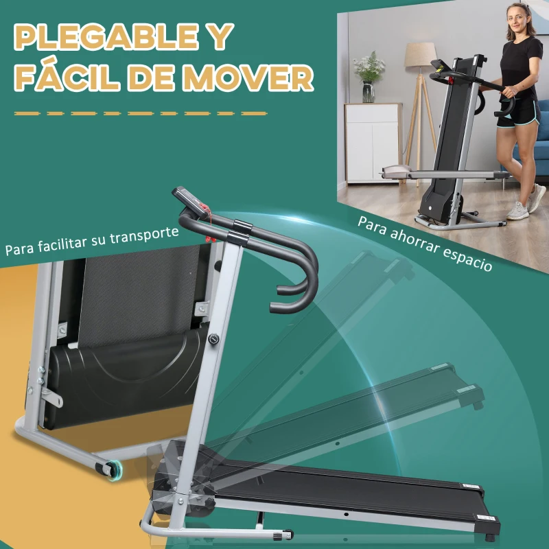 HOMCOM Cinta de Correr Plegable Cinta de Andar Eléctrica Velocidad de 1-10km/h con Pantalla LCD 125x61x118 cm Negro y Gris