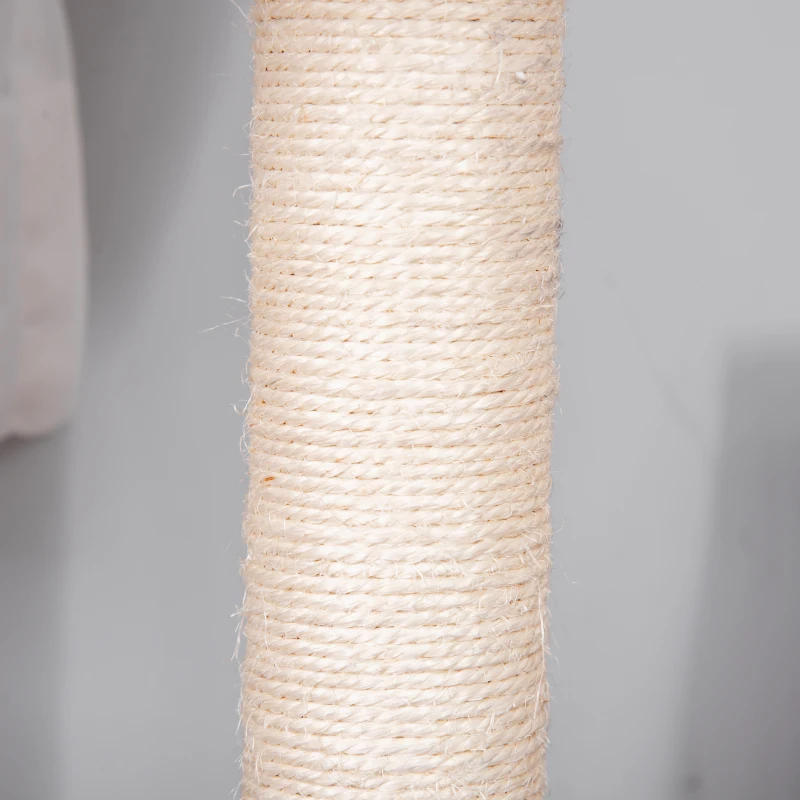 PawHut Arbre à chat avec griffoir en sisal niche lit pour chat hamac corde à taquiner plateformes en panneaux de particules coussins lavés 60 x 40 x 83 cm gris foncé