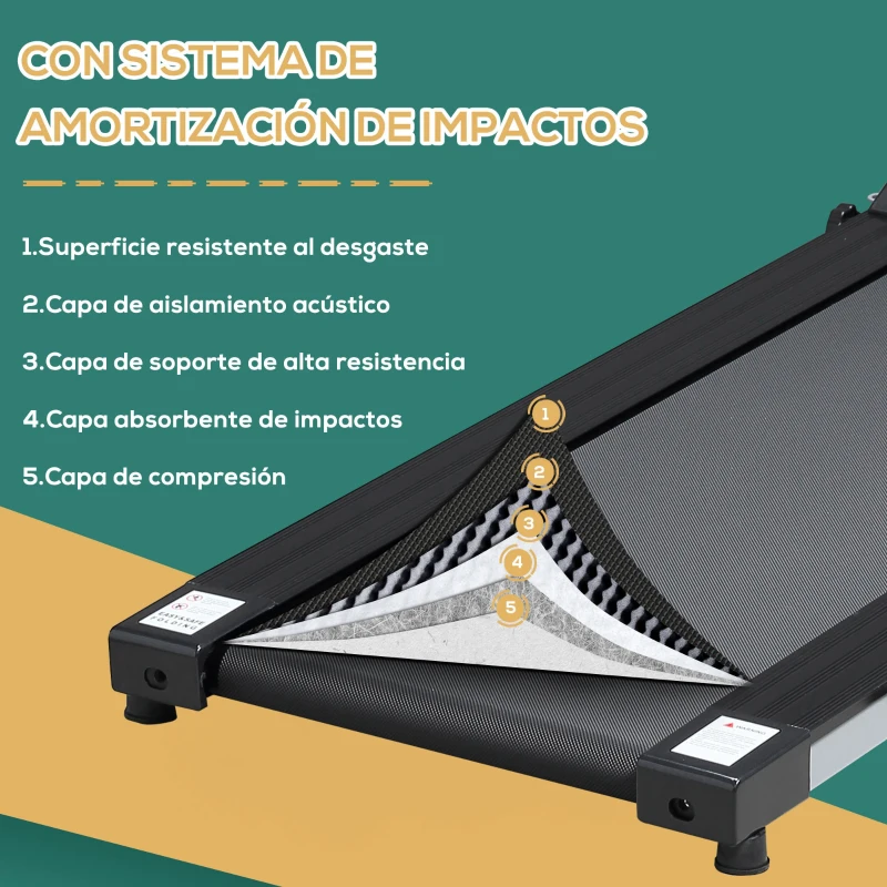 HOMCOM Cinta de Correr Plegable Cinta de Andar Eléctrica Velocidad de 1-10km/h con Pantalla LCD 125x61x118 cm Negro y Gris