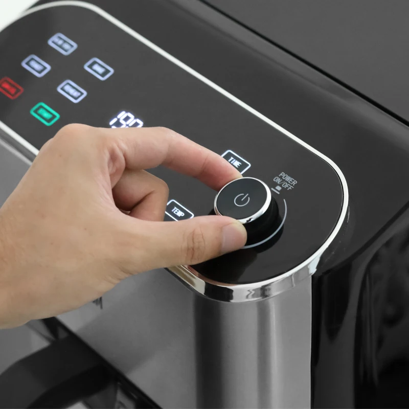 HOMCOM 6.5L 4 in 1 Air Fryer, Air Fry, Bake, Roast and Dehydrator with Digital Display, Rapid Air Circulation, Adjustable Temperature, Timer, Cookbook and Non-stick Basket, 1500W