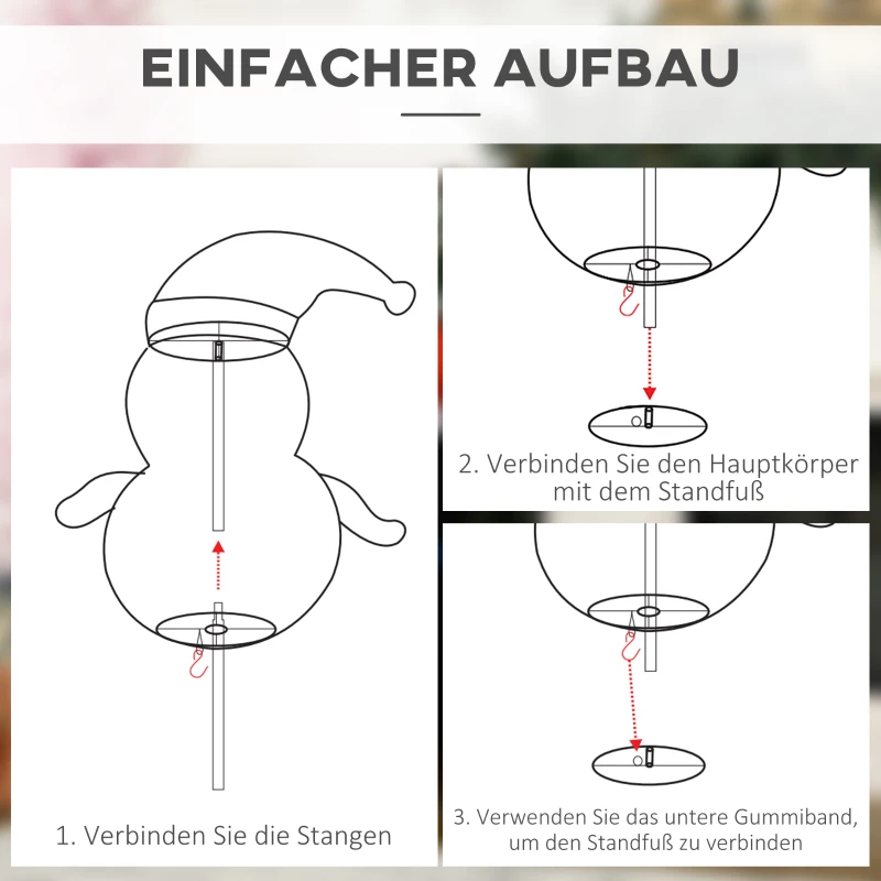 HOMCOM Weihnachtsdeko Weihnachtslichter Weihnachtsschmuck, Pinguin, Weihnachtsmann, inkl. LEDS, 50 cm x 40 cm x 76 cm