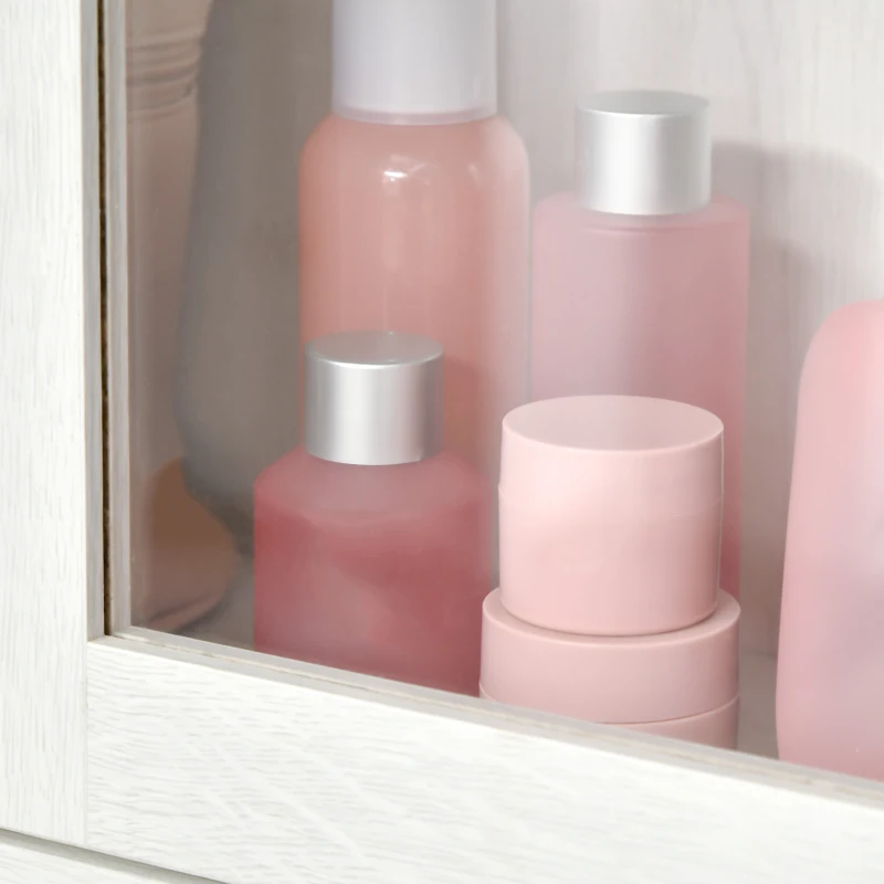 szafka łazienkowa kleankin 2 szklane drzwi 1 półka MDF-szkło Biały