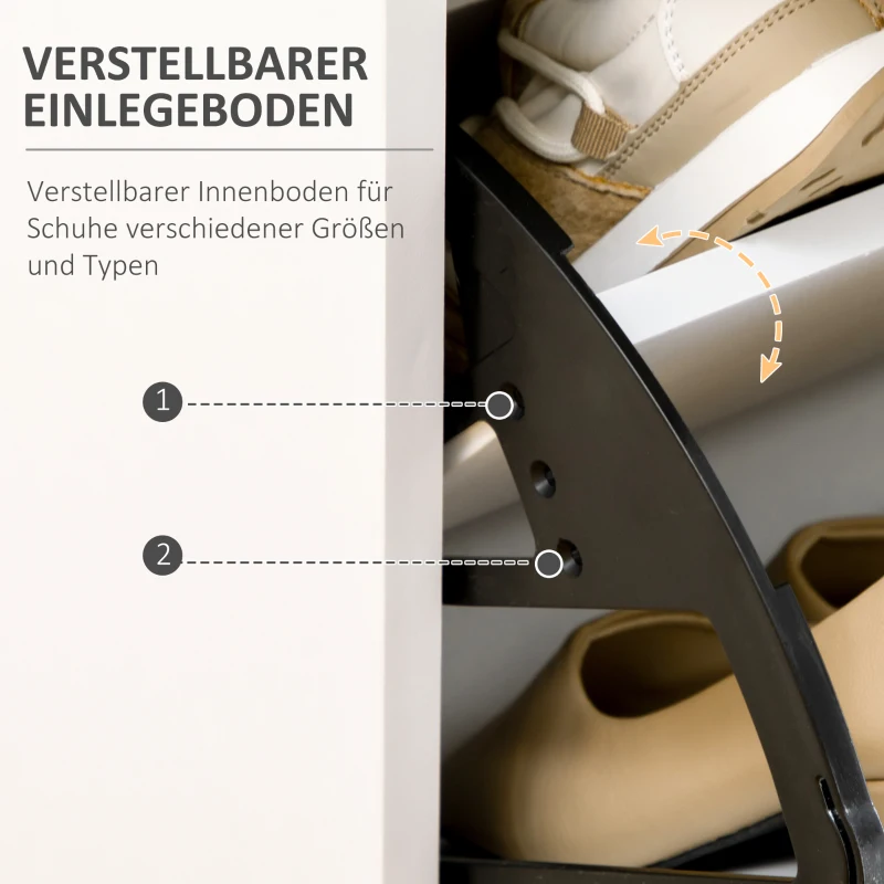 HOMCOM Schuhschrank mit 2 Kippschubladen, 1 Schublade, Sideboard, Weiß + Gold