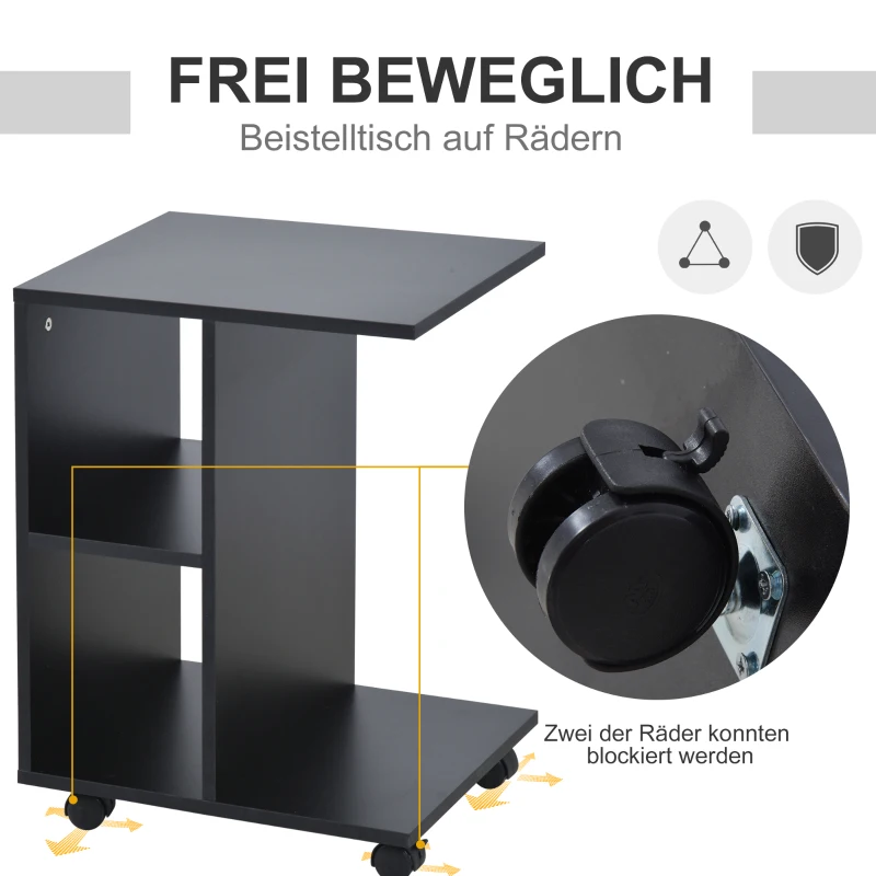 HOMCOM bijzettafel in C-vorm koffietafel salontafel statafel zwart