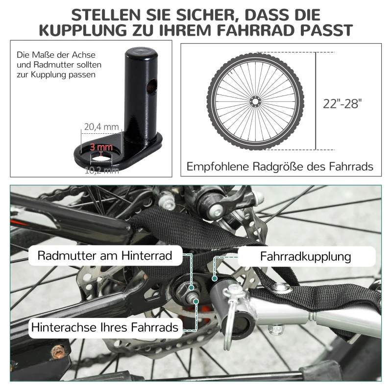 PawHut Fahrradanhänger bis 20kg Universalkupplung Sicherheitsanker Reflektor Stahl Blau+Schwarz