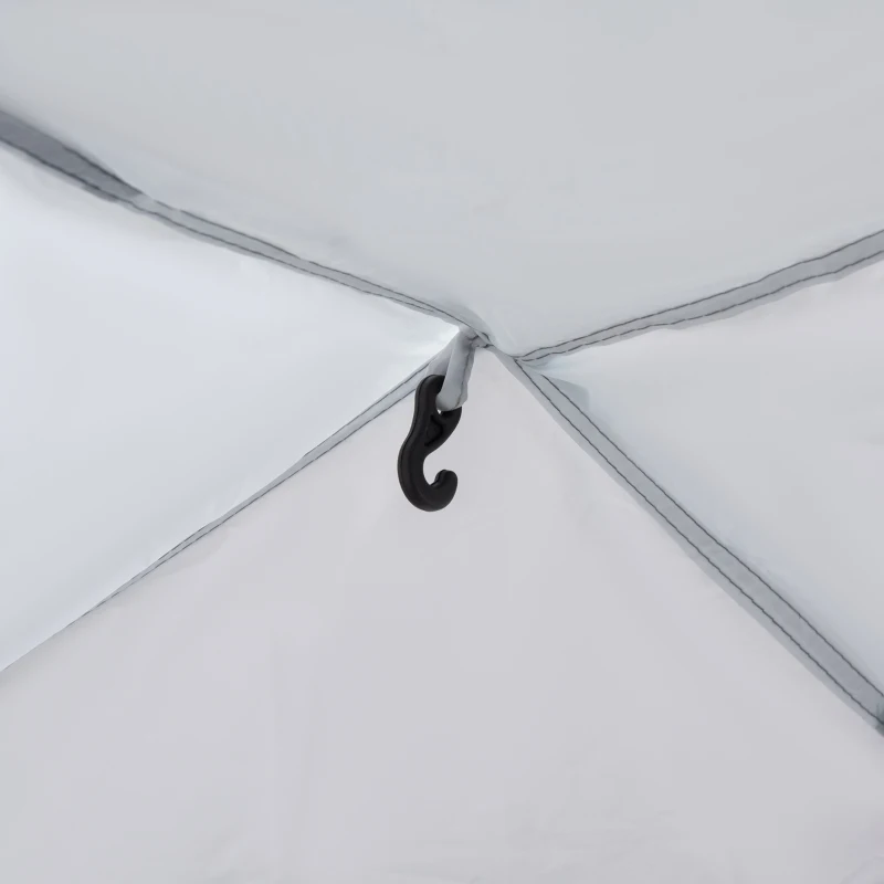 Outsunny Tenda da Campeggio 4-5 Posti con 4 Porte a Cerniera, Zanzariera e Gancio, 350x350x230cm, Bianca e Blu