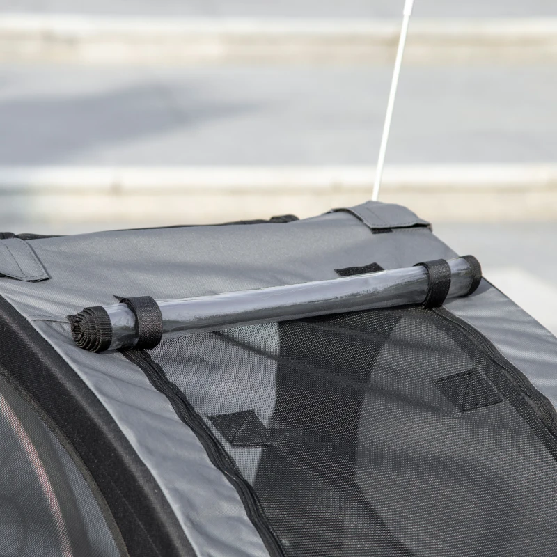 PawHut Przyczepka rowerowa dla psa, Wodoodporna tkanina, z zabezpieczającą linką, przyczepka dla psa do lasu, 140 x 71 x 83 cm, Czarny