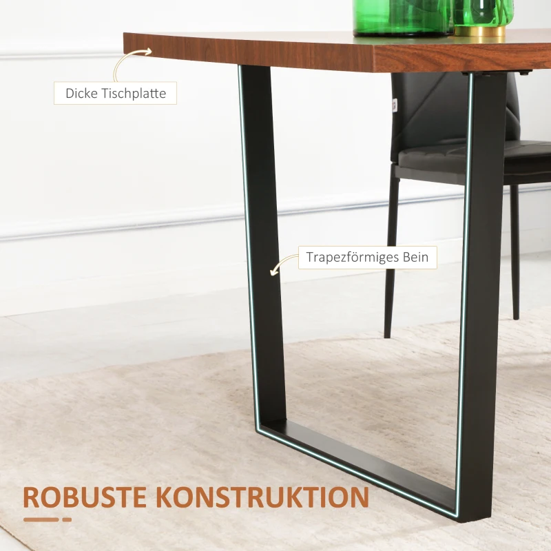 HOMCOM Esstisch im Industrie-Design, Küchentisch, großer Tisch, 160 cm x 85 cm x 75 cm, Braun + Schwarz