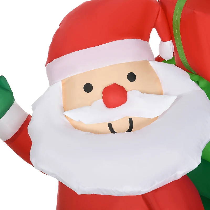 HOMCOM Decoração Insuflável de Natal Pai Natal com Trenó 2 Renas e Luzes LED 210x70x125 cm Multicor