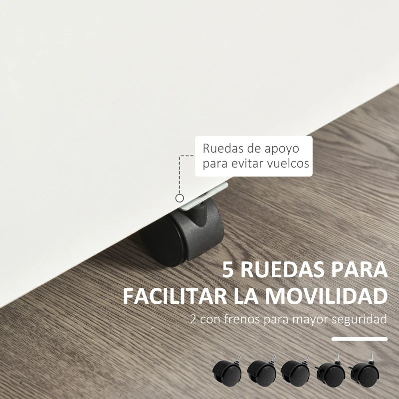 Vinsetto Cajonera de Oficina con Ruedas Mueble Archivador con 2 Cajones para Documentos en Tamaño A4 Cerradura 40x49x58 cm Blanco
