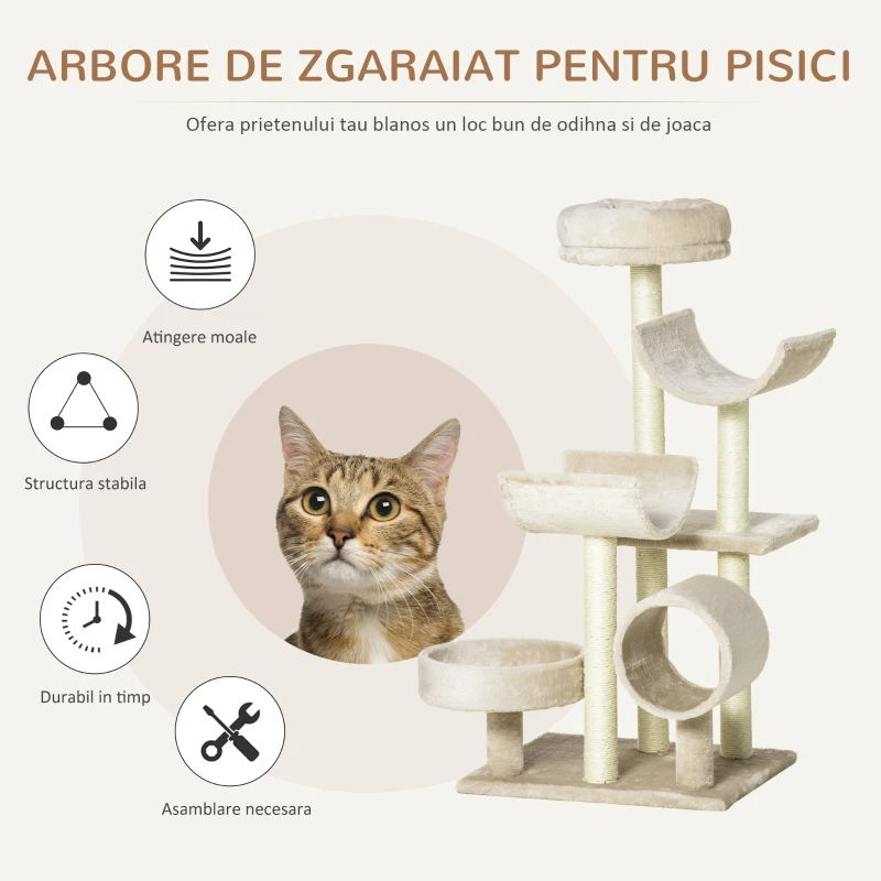 PawHut ansamblu pentru pisici, 50x40x105 cm, bej