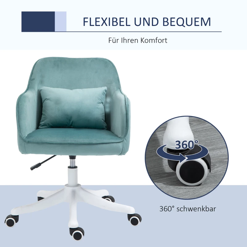 Vinsetto Fotel biurowy z masażem, krzesło obrotowe z funkcją wibracji, aksamit, zielony