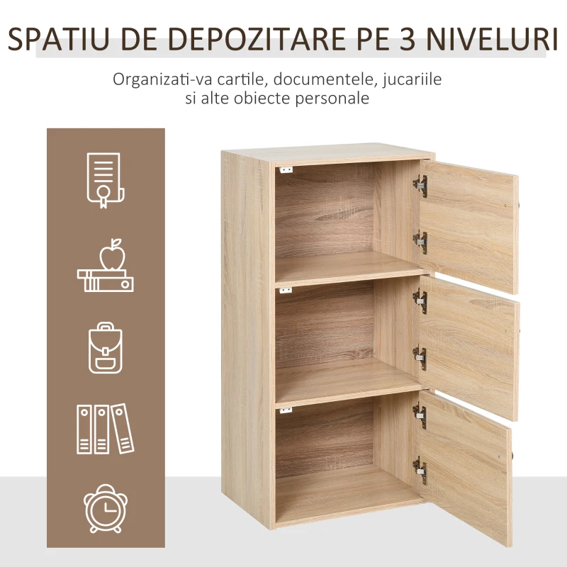 Homcom Dulap Multifunctional Alb – 3 Rafturi & Usi pentru Casa sau Birou