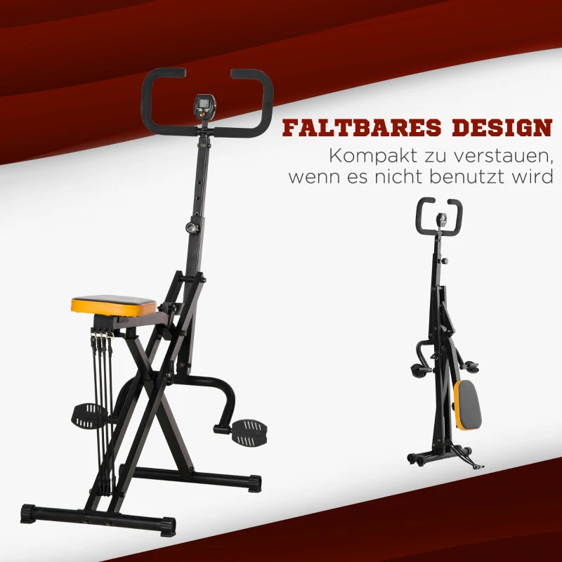 HOMCOM Heimtrainer für Squats, Kniebeugen, höhenverstellbar, klappbar, Stahl, schwarz+gelb, 90B x 63T x 124-136Hcm