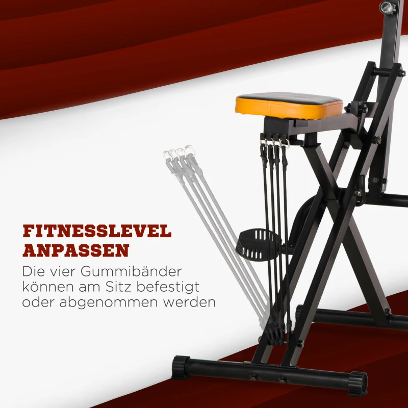 HOMCOM Heimtrainer für Squats, Kniebeugen, höhenverstellbar, klappbar, Stahl, schwarz+gelb, 90B x 63T x 124-136Hcm