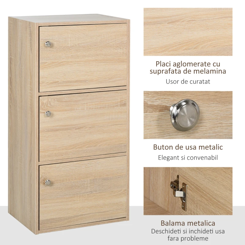 Homcom Dulap Multifunctional Alb – 3 Rafturi & Usi pentru Casa sau Birou