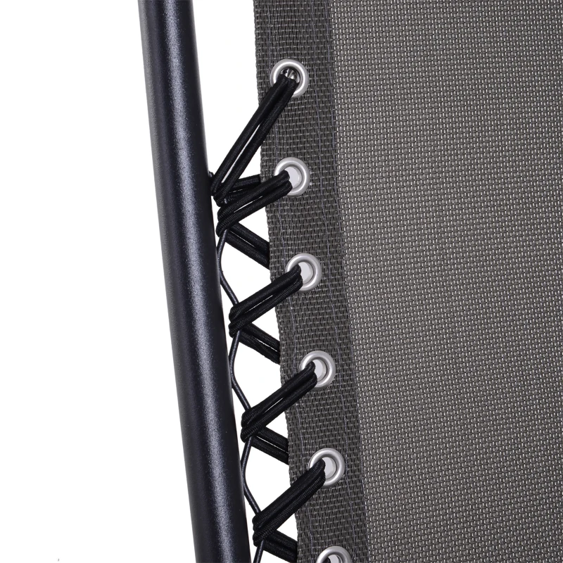 Outsunny Set de 2 Sillas de Gravedad Cero Plegables 90x65x110 cm y Mesa Auxiliar 50x50x50 cm con 2 Portavasos Sillas Reclinables con Reposacabezas para Jardín Terraza Gris