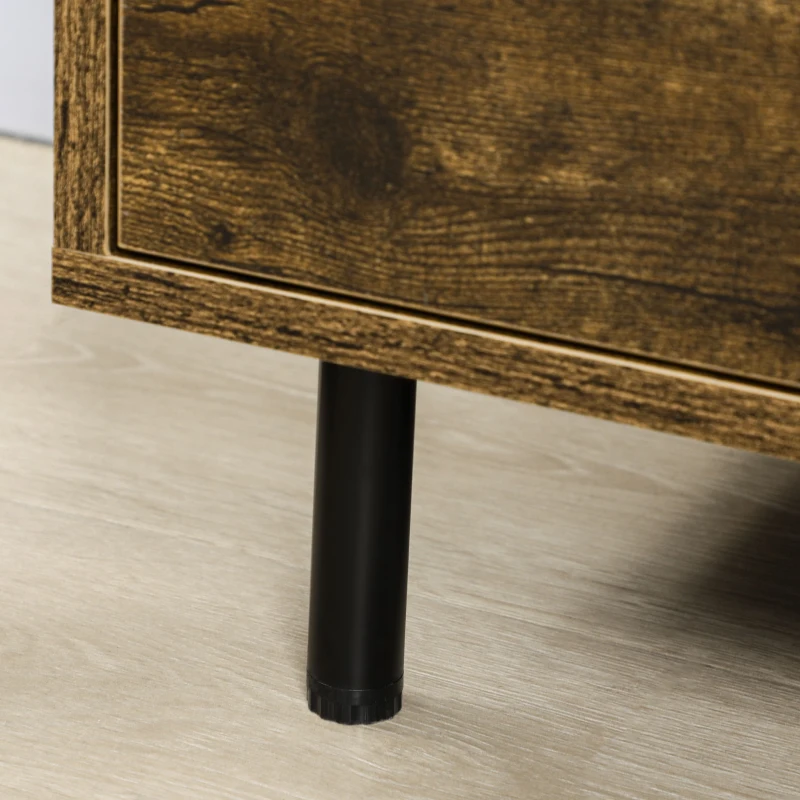 Vinsetto Cassettiera a 2 Cassetti in Truciolato Marrone con Gambe in Metallo per Camera da Letto, Studio e Soggiorno, 65x40x75 cm