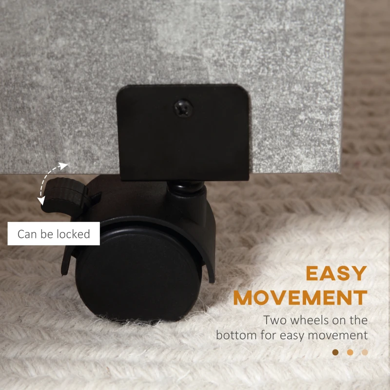 HOMCOM Folding Dining Table, Drop Leaf Table for Small Spaces with 2-tier Shelves, Small Kitchen Table with Rolling Casters, Cement Grey