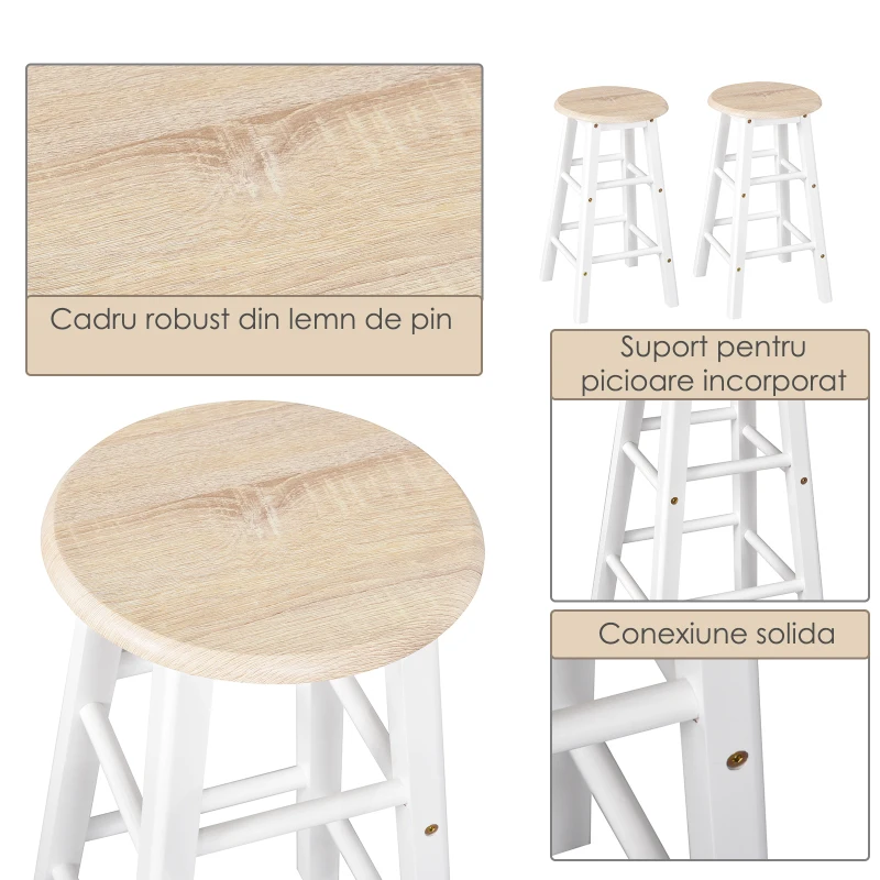 Homcom Carut Bucatarie Pliabil – Cu 2 Scaune Incluse, MDF Alb