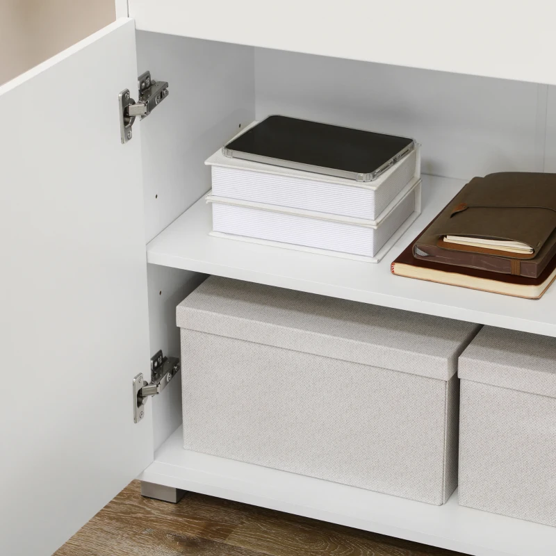 HOMCOM Sekretär Schreibtisch Kommode Schreibkommode Klappensekretär platzsparender Computertisch mit Schrank Weiß 82 x 38,5 x 107 cm