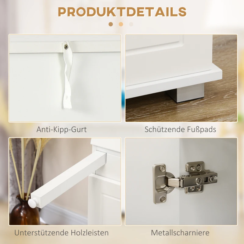 HOMCOM Sekretär Schreibtisch Kommode Schreibkommode Klappensekretär platzsparender Computertisch mit Schrank Weiß 82 x 38,5 x 107 cm