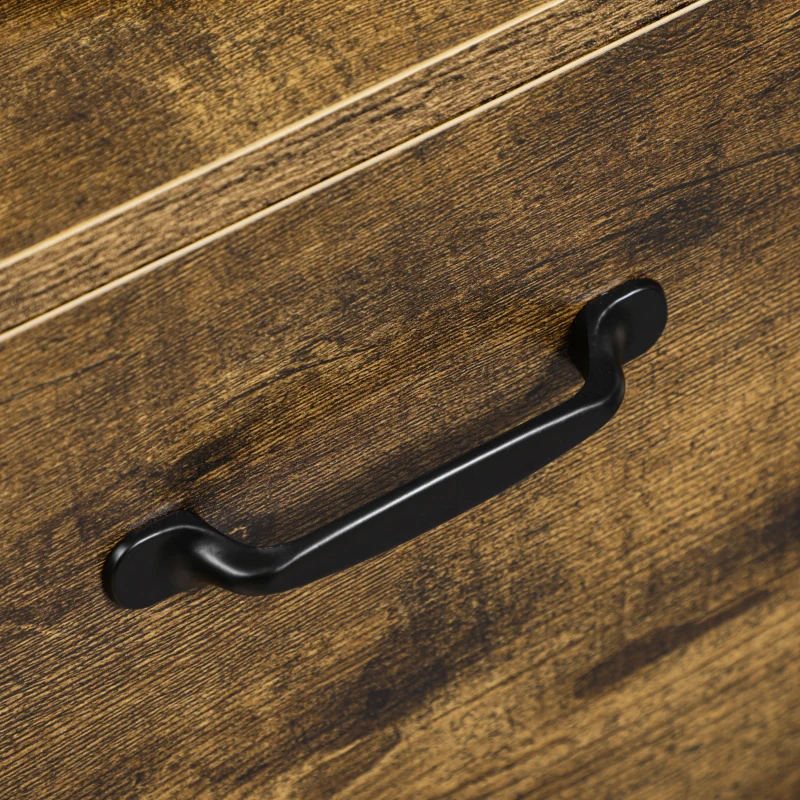 Vinsetto Cassettiera a 2 Cassetti in Truciolato Marrone con Gambe in Metallo per Camera da Letto, Studio e Soggiorno, 65x40x75 cm