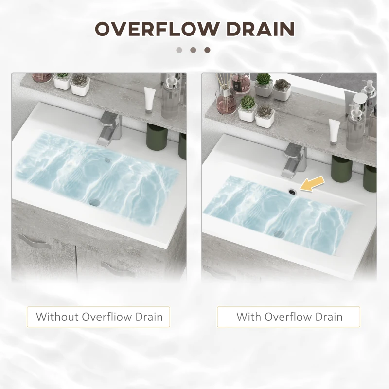 Kleankin Set Mobilier Baie – 3 Piese: Oglinda, Chiuveta, Dulap Depozitare