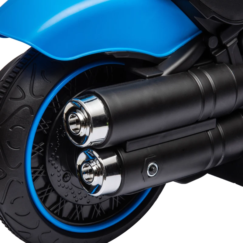 HOMCOM Motocileta Electrica de 6V cu Roti de Antrenament, Motocicleta Electrica Alimentata cu Baterii pentru Baieti si Fete, cu un Singur Buton de Pornire, Pedala, Far, pentru 18-36 luni, Albastru