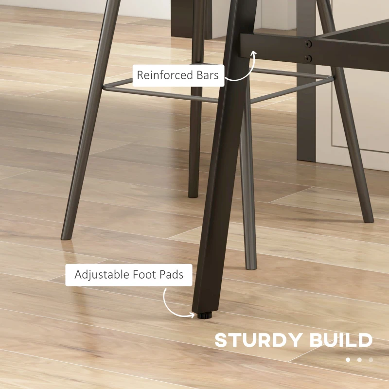 HOMCOM Masa de Bar Dreptunghiulara cu Cadru Metalic Robust, Masa de Bucatarie cu Design Contemporan de Blat Inalt cu Blat de Marmura Artificiala, Masa de Bar pentru 4, Usor de Asamblat, pentru Barul de Acasa, Camera de Zi, 118 x 58 x 98m