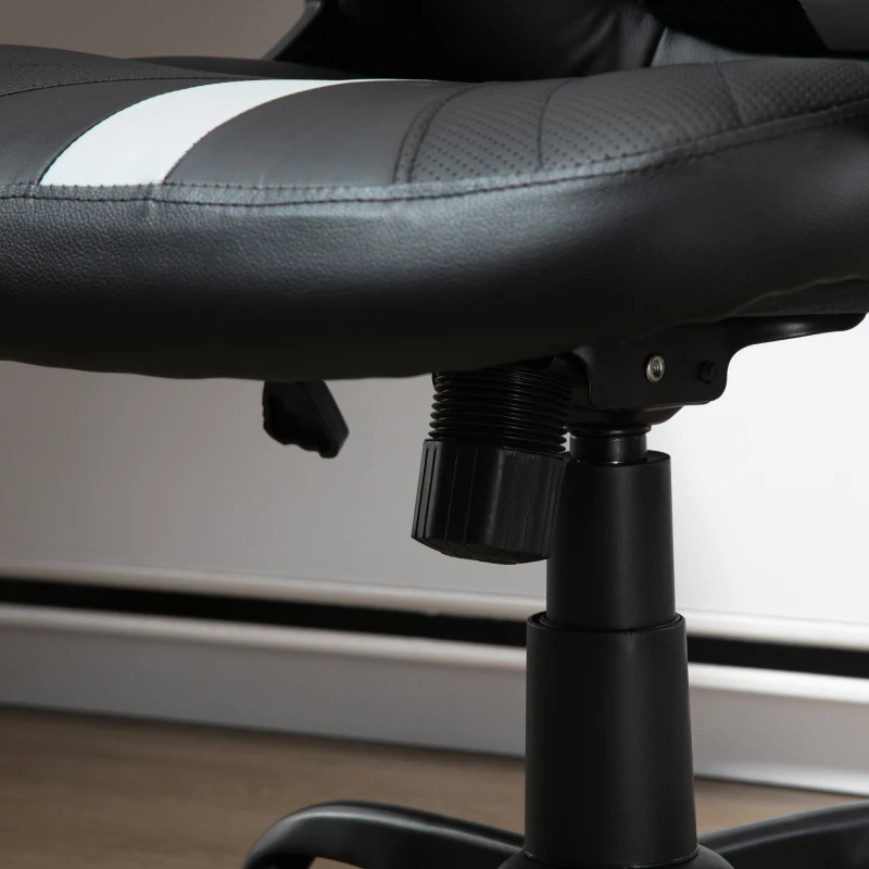 Vinsetto Scaun de Birou din Imitatie de Piele PU cu Inaltime Reglabila, Fotoliu Gaming Pivotant cu Functie de balansare, 63x70x104-112cm, Negru si Gri