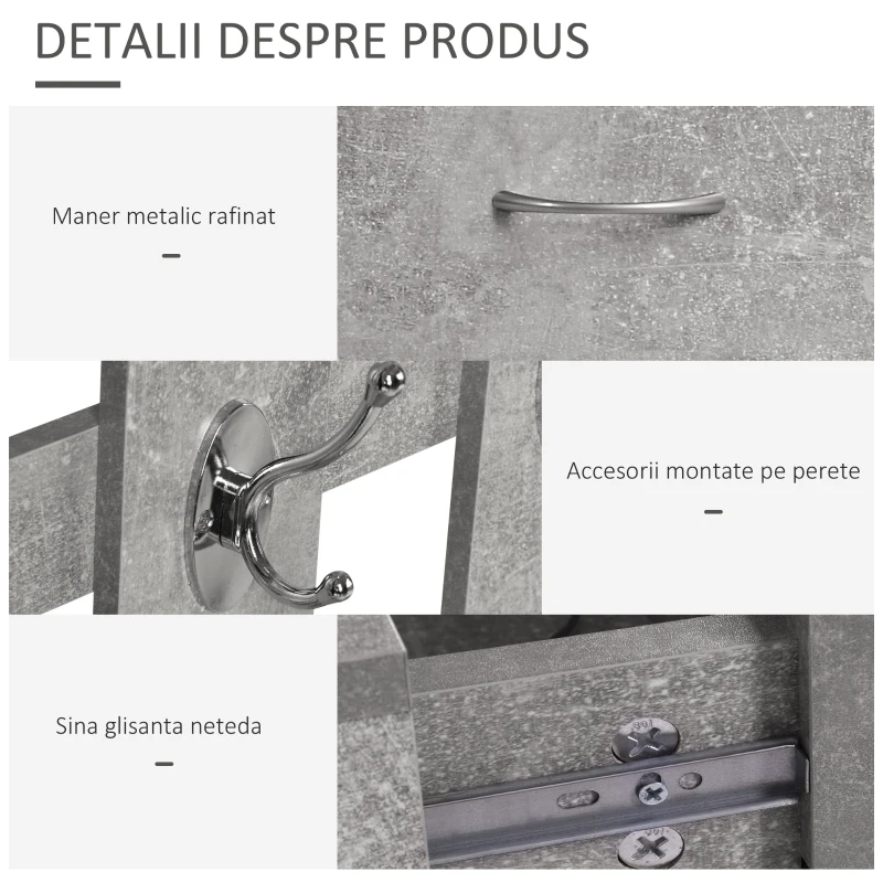 Homcom Garderoba Intrare – Cuier, Oglinda & Pantofar Reglabil