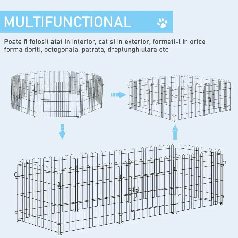 PawHut tarc pentru animale mici, panouri otel, 158x61cm