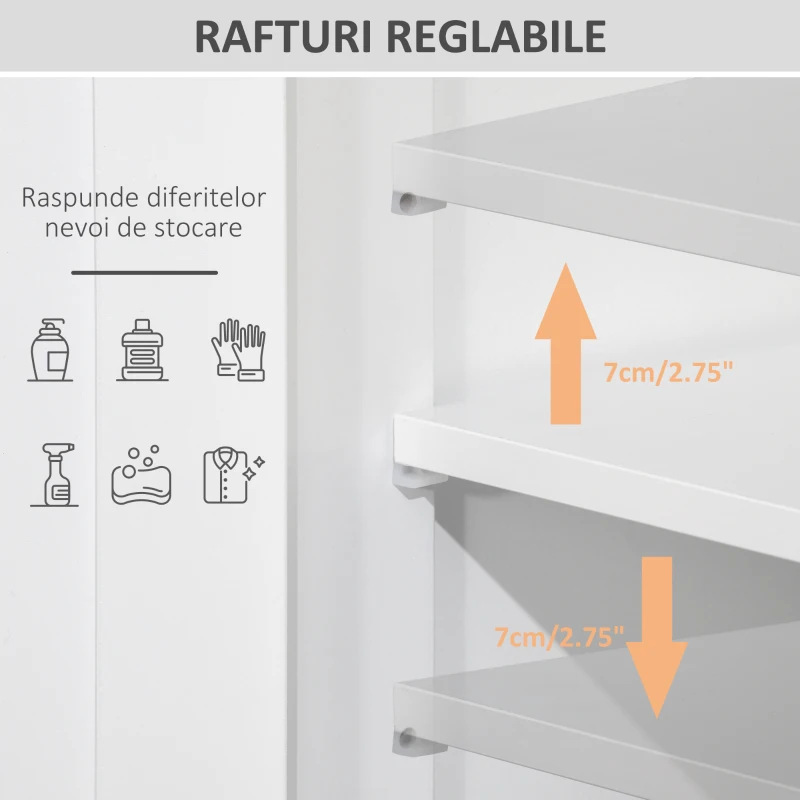 Kleankin Mobila Baie Multifunctionala – Dulap+Etajera+2 Sertare, Alb(m-4)