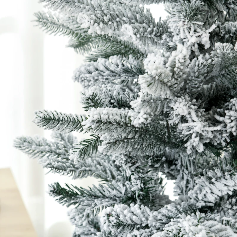 HOMCOM Sapin de Noël artificiel, pin naturel enneigé 267 branches de neige ouverture automatique base en acier 135 cm vert