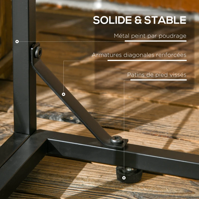 Outsunny Abri-bûches support pour bois de chauffage range-bûches en métal et polycarbonate 185 x 67 x 185 cm noir