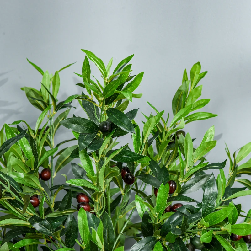 Outsunny Planta Artificial 120 cm de Altura Árbol de Olivo Sintético con 1080 Hojas Realistas y 108 Frutos Verde